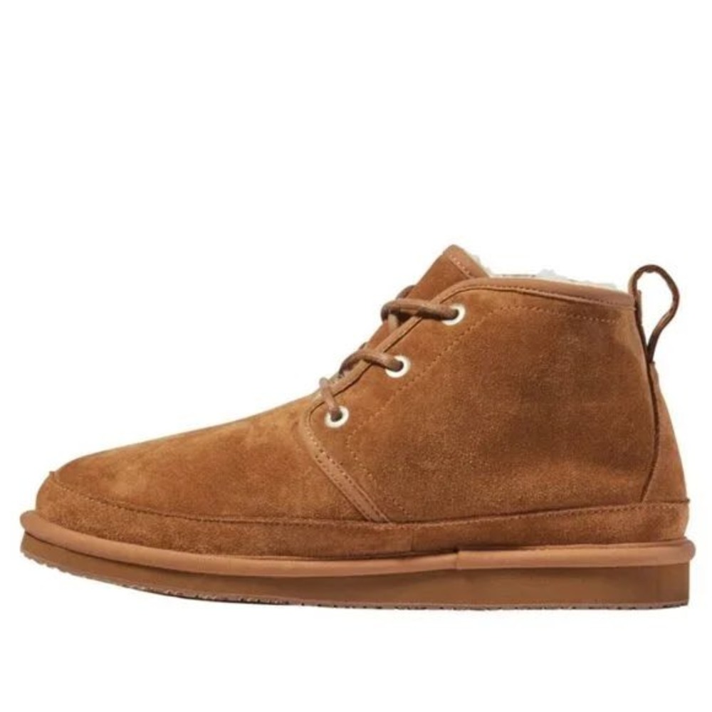 LL Bean Wicked Good Suede Shearling Lined Chukka Boots Tan Brown Lace Up NEW - Picture 2 of 12